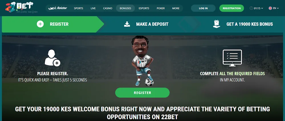 22Bet Casino Welcome Bonus Screenshot